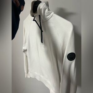 Canada Goose White Half-Zip Sweatshirt with Logo Patch